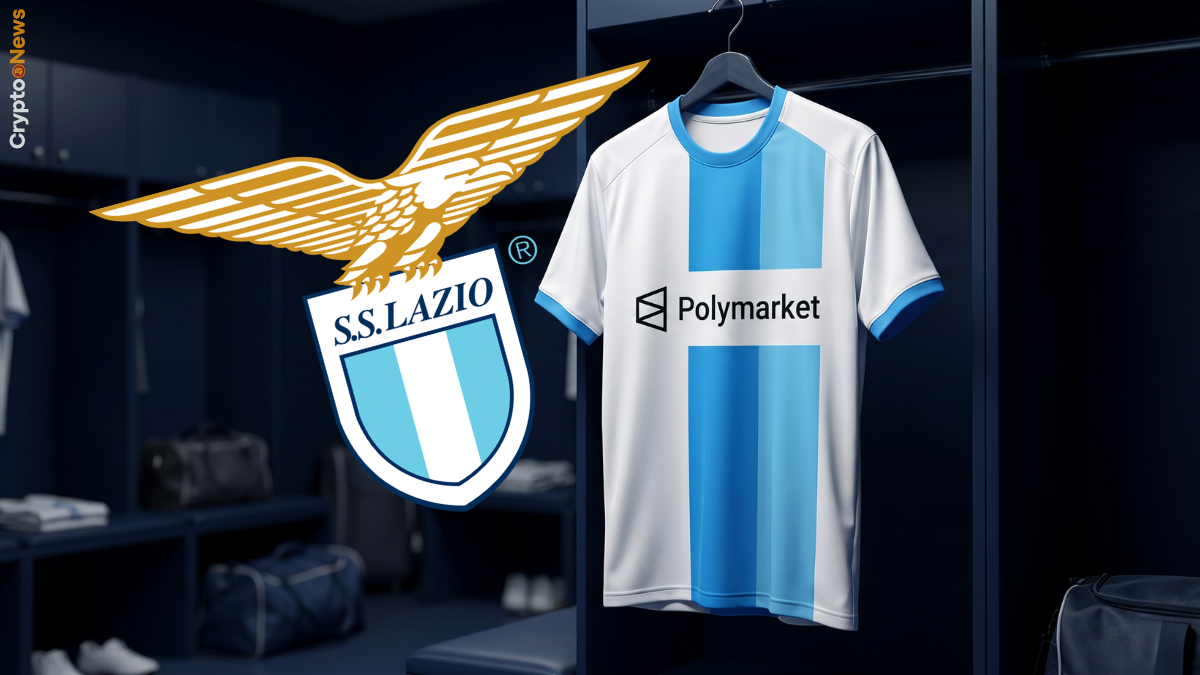 Maglia S.S. Lazio con logo Polymarket partnership crypto 2026