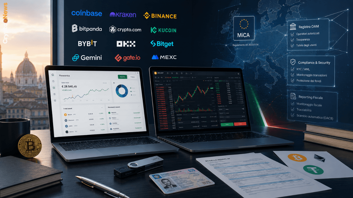 Migliori exchange crypto italiani 2026: confronto tra Young Platform, Conio, Binance, Kraken e Bitpanda con focus su MiCA, OAM e fiscalità