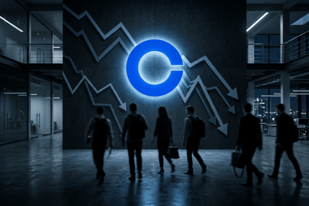 Coinbase licenziamenti 2026 taglio 14% personale Brian Armstrong AI mercati volatili