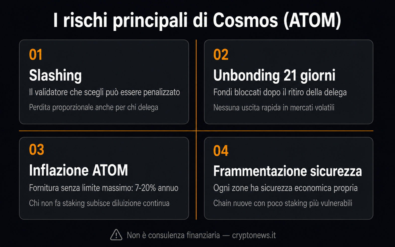 Rischi ATOM Cosmos staking slashing unbonding inflazione - Cryptonews.it