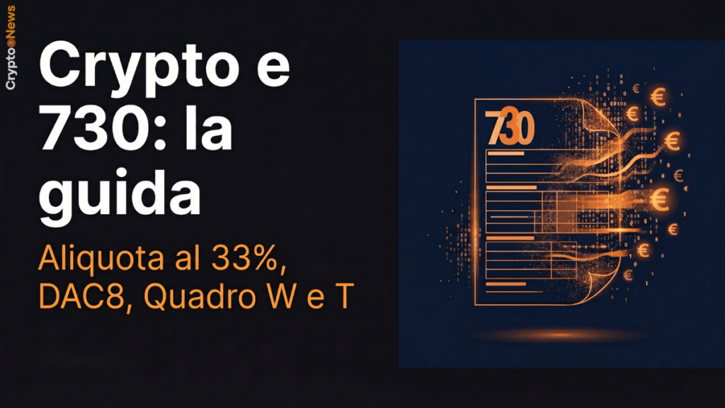 Come dichiarare Bitcoin e criptovalute nel 730: Quadro W, Quadro T, aliquota 33% e DAC8