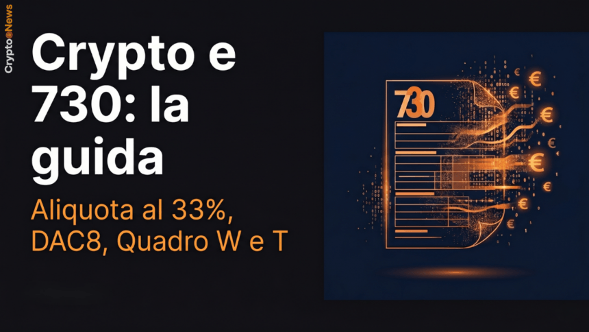 Come dichiarare Bitcoin e criptovalute nel 730: Quadro W, Quadro T, aliquota 33% e DAC8