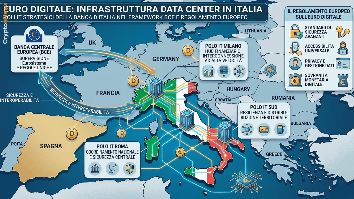 euro digitale data center Italia tre sedi Banca d'Italia BCE regolamento europeo