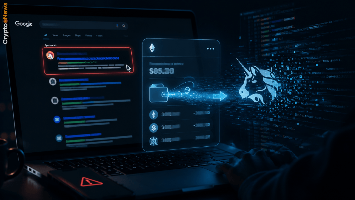 Google Ads phishing Uniswap wallet crypto svuotati truffa 2026
