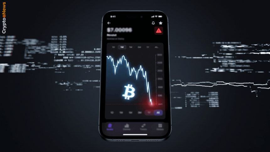 Revolut Bitcoin prezzo glitch zero 0.019 dollari app mobile errore provider terzo maggio 2026
