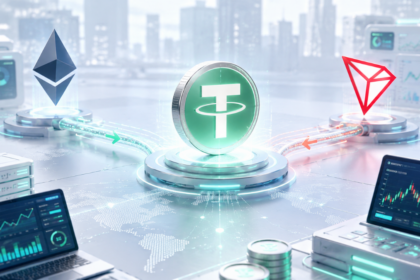 Tether USDT trasferimenti in aumento con volatilità Bitcoin su Ethereum e Tron