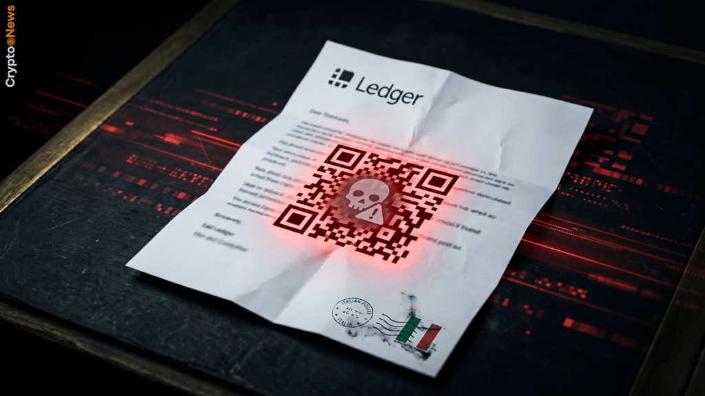 Truffa Ledger in Italia: lettere false con QR code ricevute da utenti truffa Ledger lettera falsa Italia 2026 QR code quantum resistance phishing cartaceo seed phrase
