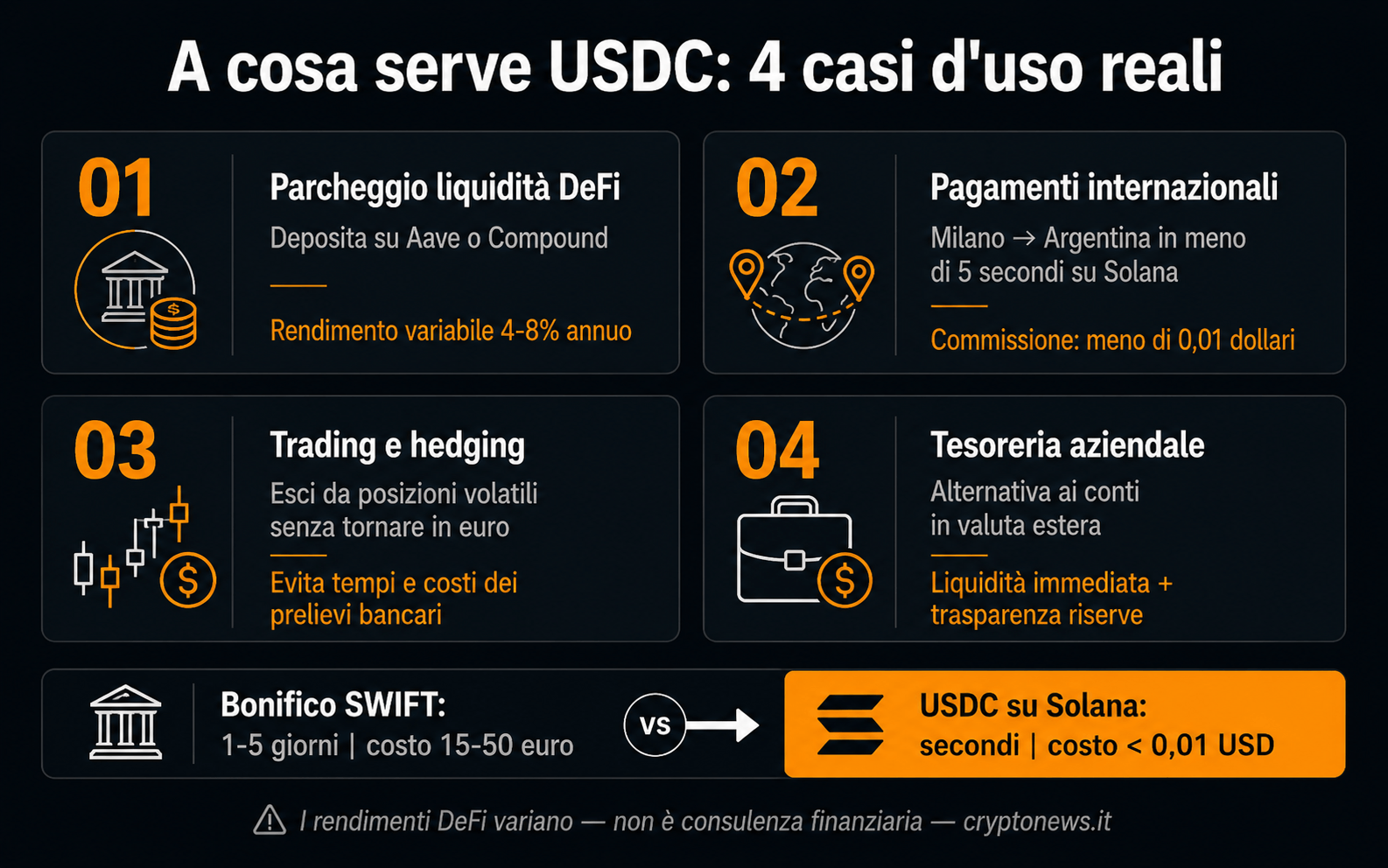 USDC casi uso pagamenti DeFi guida - Cryptonews.it