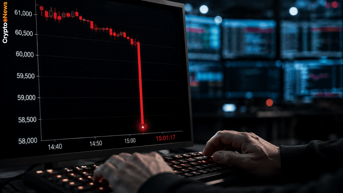 Bitcoin flash crash 58000 liquidazioni 1,26 miliardi 26 giugno 2026