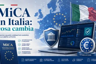Copertina editoriale su MiCA in Italia con regole per exchange, stablecoin, utenti e autorità europee