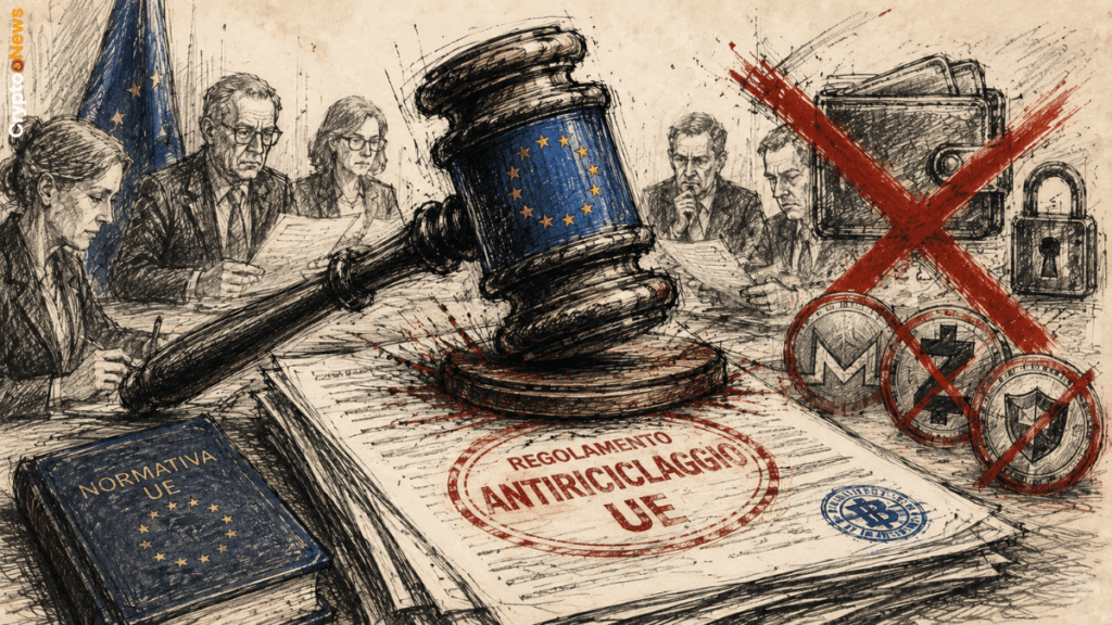 Unione Europea: Stop a crypto privacy e conti anonimi dal 2027 Regolamento AML UE 2024/1624 privacy coin ban KYC crypto 1000 euro 2027