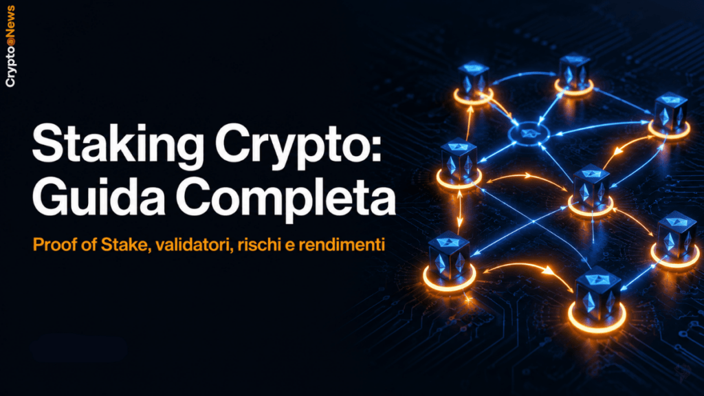 Staking crypto, cos'è? Guida semplice Guida staking crypto cos'è come funziona validatori proof of stake ricompense e rischi spiegati per principianti