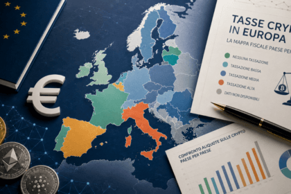 editoriale su tasse crypto in Europa con mappa fiscale comparativa dei paesi più favorevoli e meno favorevoli per investitori italiani