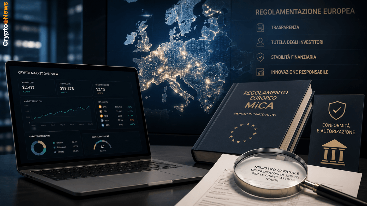 Migliori exchange crypto regolamentati MiCAR in Europa, con mappa UE, registro CASP e tema autorizzazioni normative