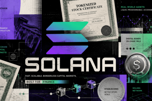 Solana e mercati di capitali tokenizzati in un'illustrazione editoriale